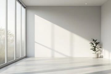 Fototapeta premium Stock minimalist photography of a modern living room with a large window