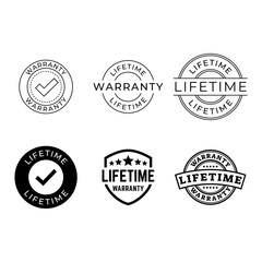 Set of Lifetime Warranty Stamp, Imprint, Seal Template in flat color. Vector Stock Illustration