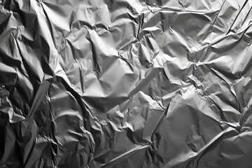 Abstract Texture, Glowing Silver Gray Foil Metal Wall with Copy Space, ai