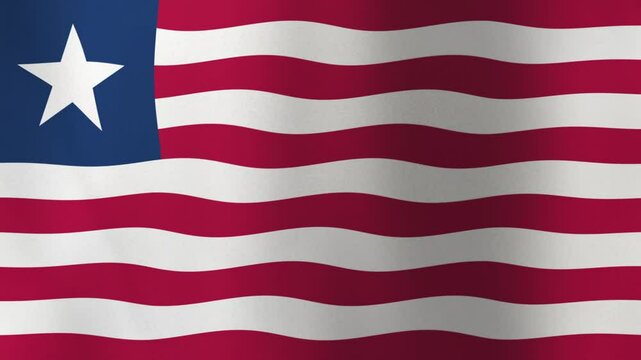 Flag of Liberia, 4K Seamless Loop Animation. Liberian Flag 3D Flowing Cloth Motion Graphics Backdrop for Social Media, Streaming and Channels