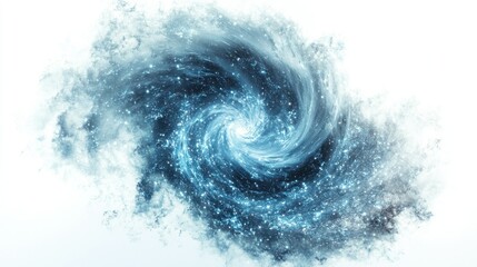 A Blue Swirling Galaxy with White Stars