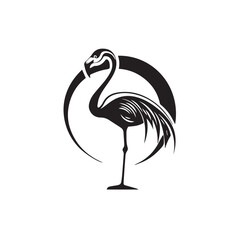 Obraz premium Flamingo in cartoon, doodle style . Image for t-shirt, web, mobile apps and ui. Isolated 2d vector illustration in logo, icon, sketch style, Eps 10, black and white. AI Generative