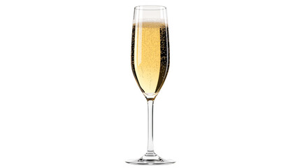 Sparkling champagne flute glass isolated transparent background