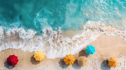 Beach Umbrellas Top View Aerial Summer Vacation