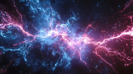 Fototapeta premium Blue and pink electric lighting, abstract electrical background