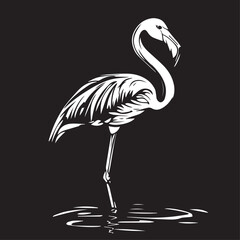 Obraz premium Flamingo in cartoon, doodle style . Image for t-shirt, web, mobile apps and ui. Isolated 2d vector illustration in logo, icon, sketch style, Eps 10, black and white. AI Generative