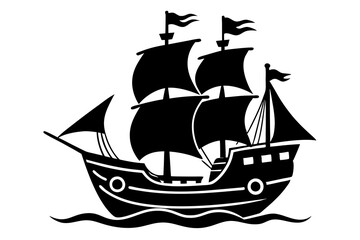 set sailing ship logo vintage vector illustration design, retro marine collection