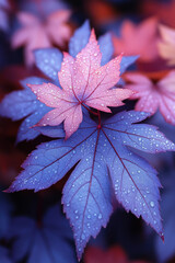 Purple maple leaves for autumn social media vertical background campaign