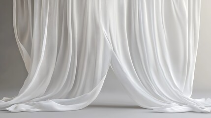 White Fabric Drapes Abstract Background