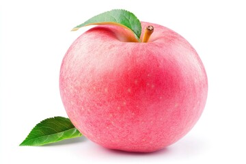 Pink Fuji Apple isolated on white background, Fresh Pink Japanese Apple with leaf on white background, With clipping path, ai