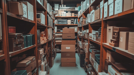 Fototapeta premium A room filled with lots of boxes and shelves