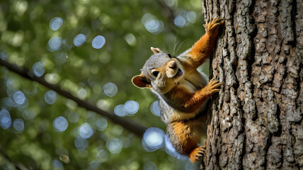 Obraz premium A giant squirrel is perched on a tree
