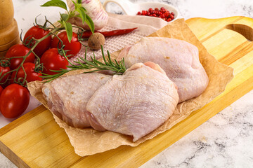 Raw chicken thighs for cooking