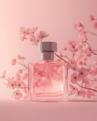 perfume on a pink background