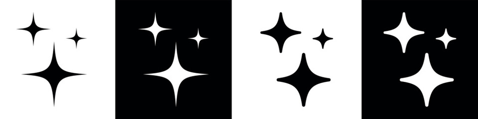 Stars set icons, different sparkle star shapes, bursts, shine sparkles signs. Sparkles icon set in flat style symbol sign for apps and website. Twinkling icon symbol. vector illustration.