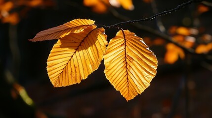 A chestnut leaf with a pointed tip and serrated edges, showing a bright yellow tone