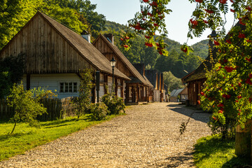 Traditional architecture of polish village. Entography and folklore in polish countryside.