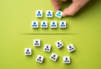 Assemble a team from a pool of candidates. Labor market, work with human resources.