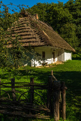 Traditional architecture of polish village. Entography and folklore in polish countryside.