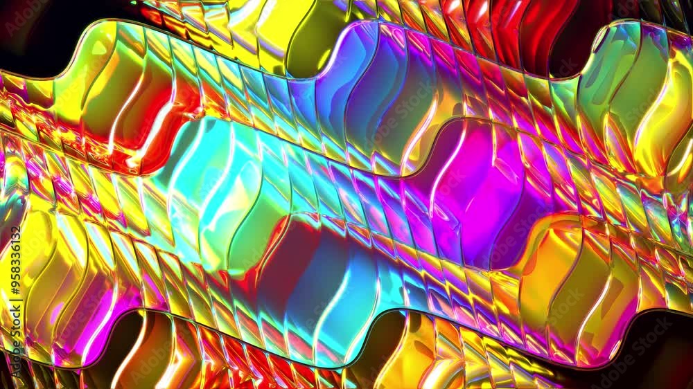 Poster abstract multicolored rainbow wave. abstract wave twisted background. close up illustration of abstr
