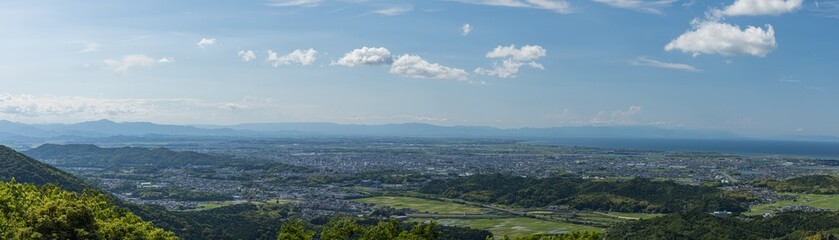 日本　三重県伊勢市　伊勢志摩スカイライン沿いにある一宇田展望台から眺める伊勢平野