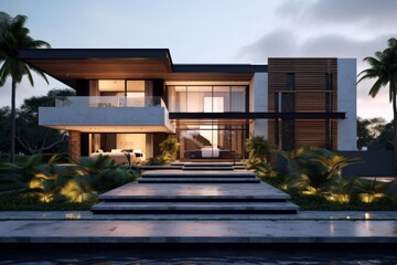 Fototapeta premium Modern house architecture building outdoors. Image by rawpixel.