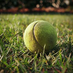 tennis ball on grass.
