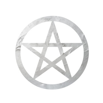 Pentacle Wiccan Symbol Silver Foil 5 pointed star Pagan five elements of nature fire air earth water spirit balance life knowledge 