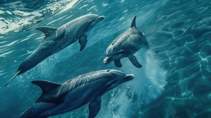 Obraz premium Marine animals like dolphins, whales, and sea turtles play vital roles in ocean ecosystems.