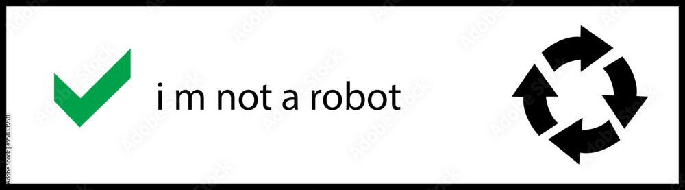 Poster i m not a robot checkbox icon in black line style. concept technology human check verification hands