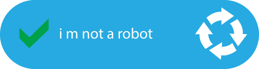I m not a robot checkbox icon in Blue flat style. Concept technology human check verification hands, close up, ai. Vector illustration for website and mobile app isolated on transparent background.
