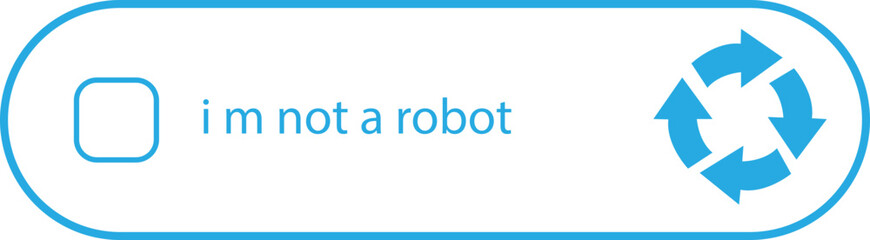 I m not a robot checkbox icon in Blue line style. Concept technology human check verification hands, close up, ai. Vector illustration for website and mobile app isolated on transparent background.