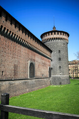 Medieval castle of Castello Sforzesco in Milano, Italy