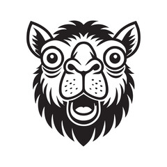 Obraz premium camel Head, camel face logo, camel clipart Vector illustration in black and white