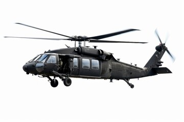 Fototapeta premium An advanced military helicopter in flight shows its strength and agility. Perfect for tactical operations and rescue missions. A remarkable aircraft captured in detail. Generative AI