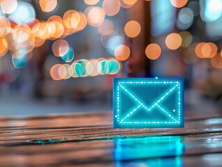 personalized email offer for a customer, representing targeted promotions, with light effects enhancing individual focus and appeal.