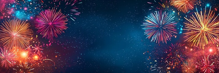 A breathtaking display of dazzling fireworks lighting up the starry night sky, symbolizing the joy and excitement of celebrations and festive events worldwide.