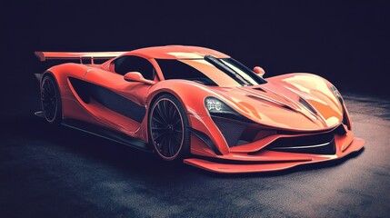 Red Sports Car with Black Rims and Spoiler