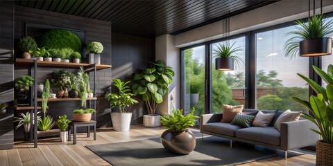 Fototapeta premium beautiful modern house in the garden