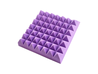 Purple acoustic foam panel isolated on transparent or white background