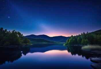 breathtaking night sky showcasing brilliant moonrise over serene landscape stars twinkling background, brilliance, twilight, beauty, celestial, horizon