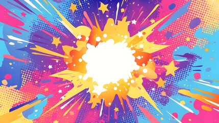Abstract Colorful Explosion with Stars and Dots Background