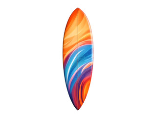 Orange and blue surfboard isolated on transparent or white background