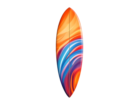 Colorful surfboard isolated on transparent or white background