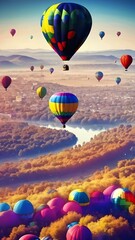 Fototapeta premium Hot air balloon festival background with colorful balloons