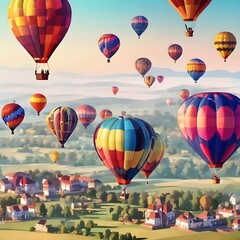 Fototapeta premium Hot air balloon festival background with colorful balloons