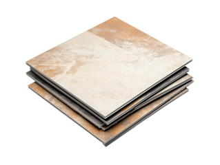 Stack of tiles isolated on transparent or white background