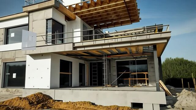 house under construction with apparent woodwork