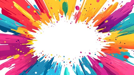 Abstract Colorful Paint Splashes Background with White Space