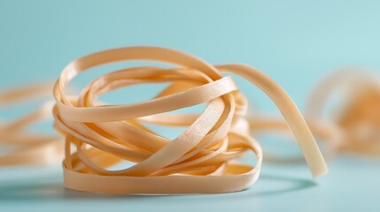 Close-up of a flexible rubber band twisted into various shapes, representing adaptability and resilience.